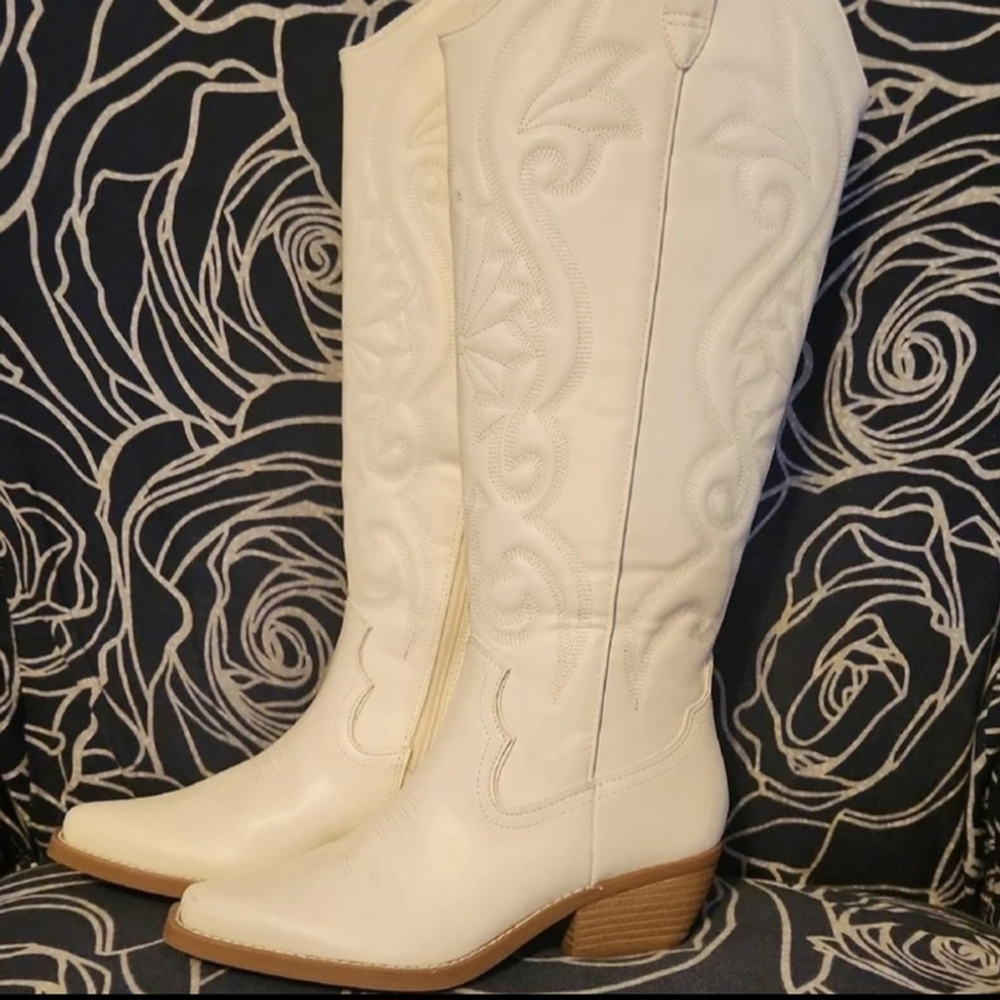 Wild Fable Womens Kenzi Western Boots with Memory Foam Insole Ivory Off White - Picture 6 of 12